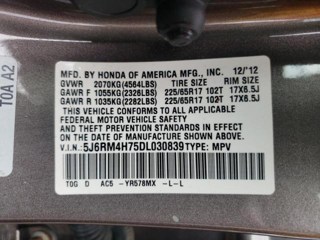 Photo 9 VIN: 5J6RM4H75DL030839 - HONDA CR-V EXL 