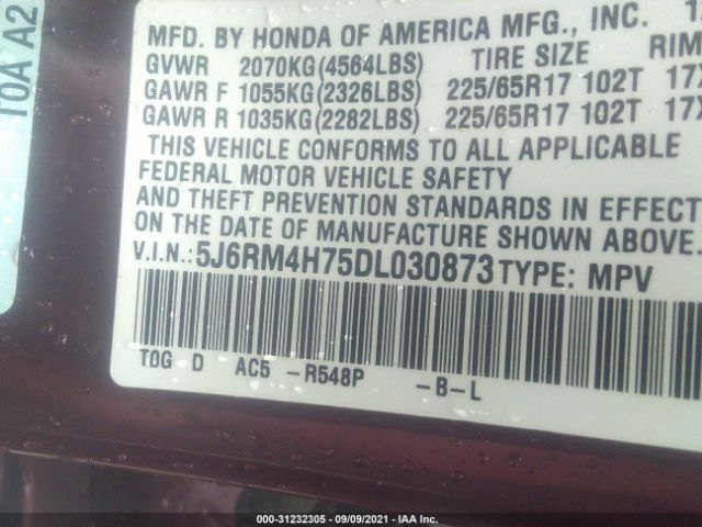 Photo 8 VIN: 5J6RM4H75DL030873 - HONDA CR-V 