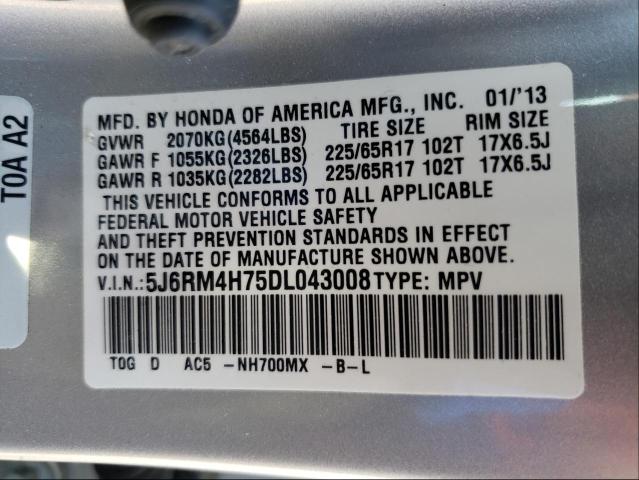 Photo 9 VIN: 5J6RM4H75DL043008 - HONDA CR-V EXL 