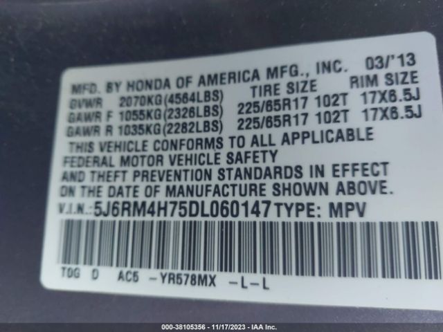 Photo 8 VIN: 5J6RM4H75DL060147 - HONDA CR-V 