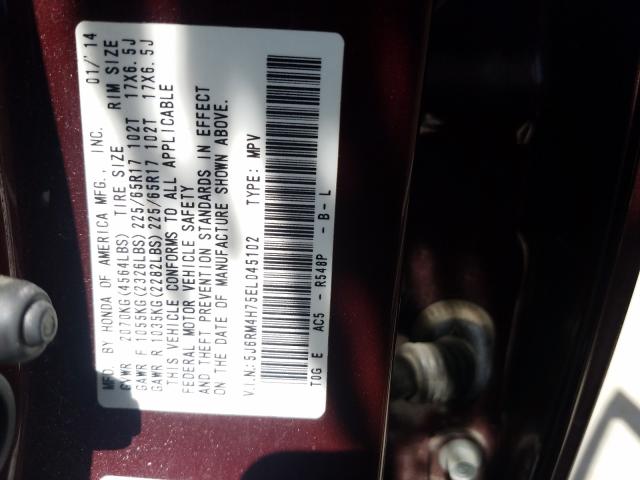 Photo 9 VIN: 5J6RM4H75EL045102 - HONDA CR-V EXL 