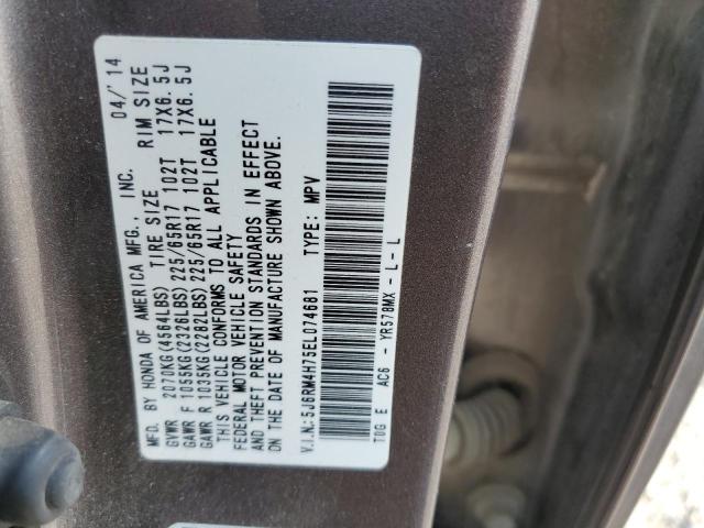 Photo 9 VIN: 5J6RM4H75EL074681 - HONDA CR-V EXL 