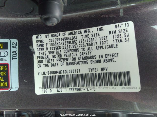 Photo 8 VIN: 5J6RM4H76DL066121 - HONDA CR-V 