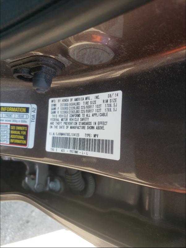 Photo 9 VIN: 5J6RM4H76EL104125 - HONDA CR-V EXL 