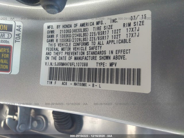 Photo 8 VIN: 5J6RM4H76FL107088 - HONDA CR-V 