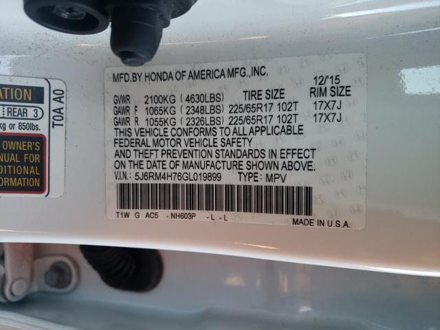 Photo 9 VIN: 5J6RM4H76GL019899 - HONDA CR-V EXL 