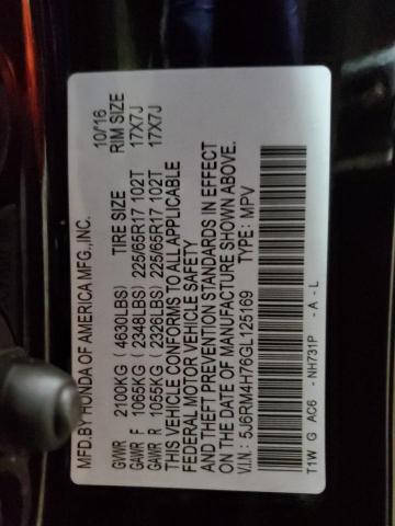 Photo 12 VIN: 5J6RM4H76GL125169 - HONDA CR-V EXL 