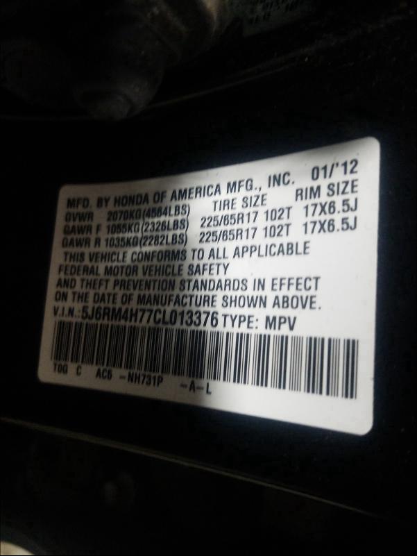 Photo 9 VIN: 5J6RM4H77CL013376 - HONDA CR-V EXL 