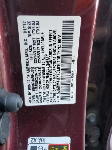 Photo 13 VIN: 5J6RM4H77CL016116 - HONDA CRV 