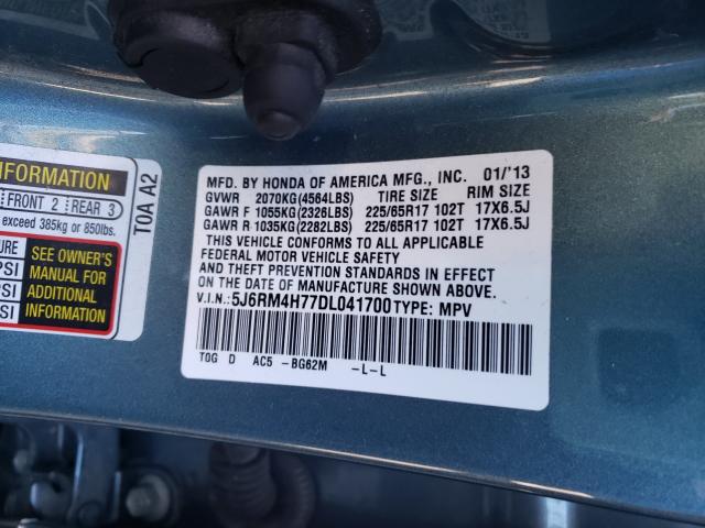 Photo 9 VIN: 5J6RM4H77DL041700 - HONDA CR-V EXL 