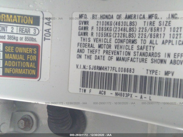 Photo 8 VIN: 5J6RM4H77FL008683 - HONDA CR-V 