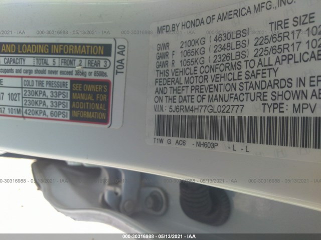 Photo 8 VIN: 5J6RM4H77GL022777 - HONDA CR-V 