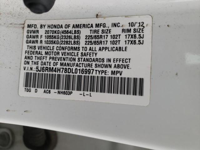 Photo 9 VIN: 5J6RM4H78DL016997 - HONDA CR-V EXL 