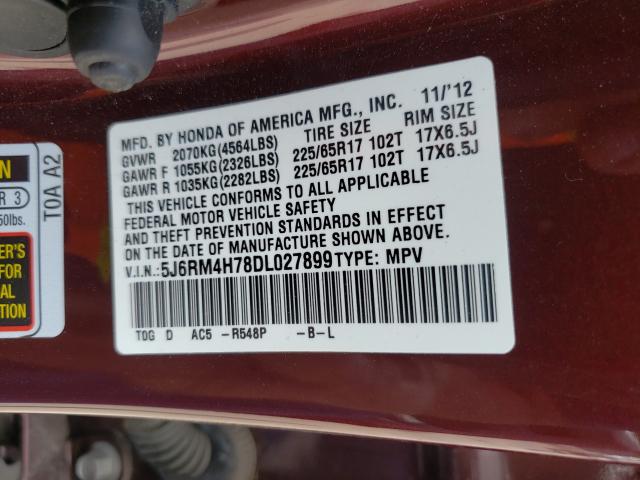 Photo 9 VIN: 5J6RM4H78DL027899 - HONDA CR-V EXL 