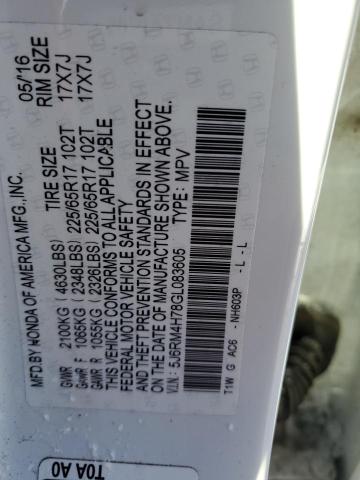 Photo 13 VIN: 5J6RM4H78GL083605 - HONDA CRV 