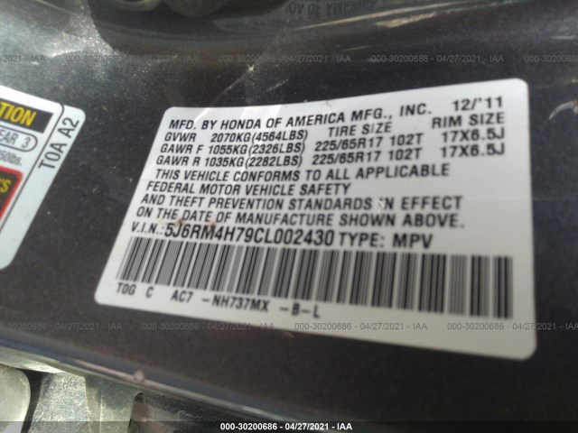 Photo 8 VIN: 5J6RM4H79CL002430 - HONDA CR-V 