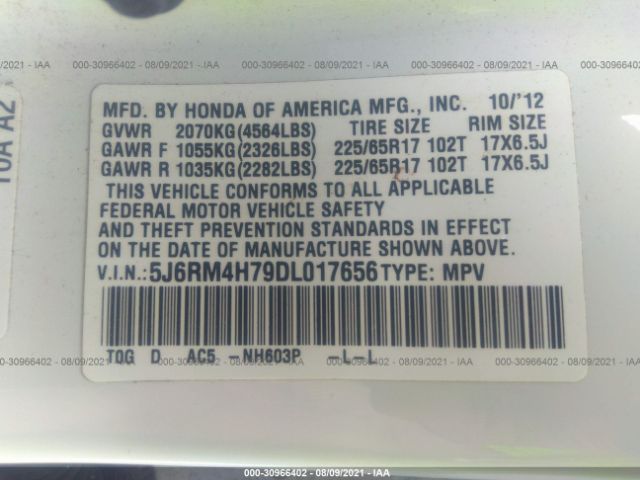 Photo 8 VIN: 5J6RM4H79DL017656 - HONDA CR-V 