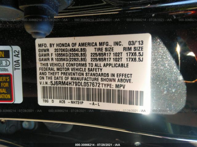 Photo 8 VIN: 5J6RM4H79DL057672 - HONDA CR-V 