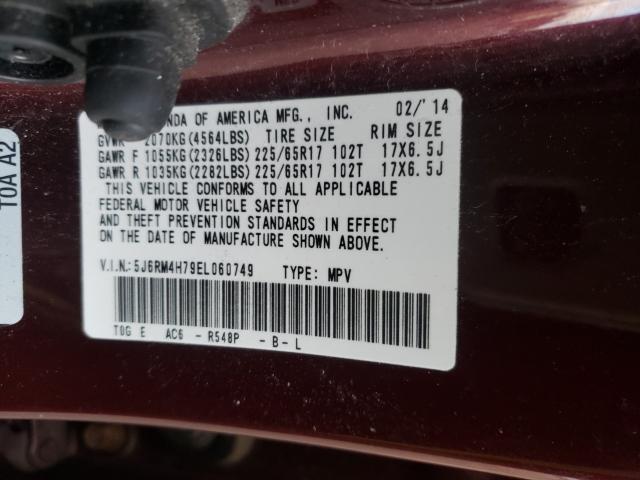 Photo 9 VIN: 5J6RM4H79EL060749 - HONDA CR-V EXL 