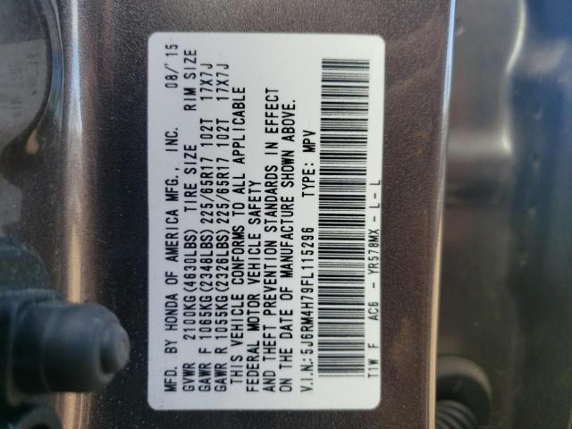 Photo 9 VIN: 5J6RM4H79FL115296 - HONDA CR-V EXL 