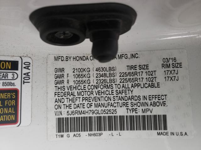 Photo 9 VIN: 5J6RM4H79GL052525 - HONDA CR-V EXL 