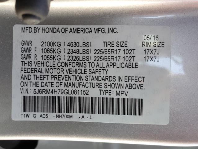 Photo 11 VIN: 5J6RM4H79GL081152 - HONDA CR-V EXL 