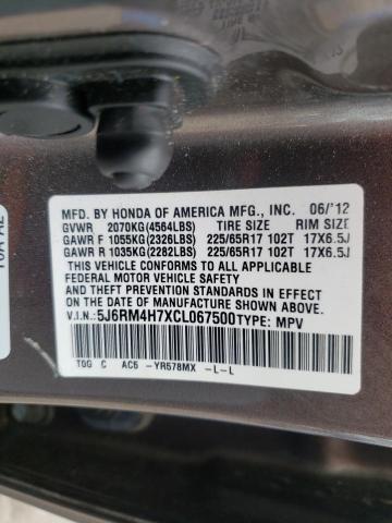 Photo 9 VIN: 5J6RM4H7XCL067500 - HONDA CR-V EXL 