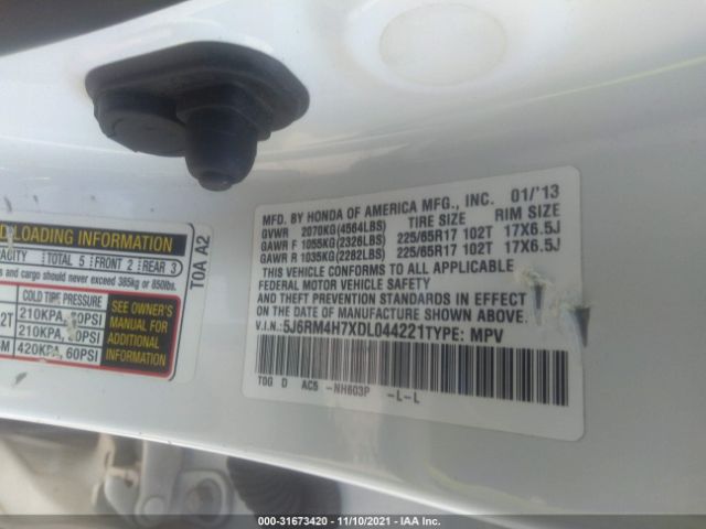 Photo 8 VIN: 5J6RM4H7XDL044221 - HONDA CR-V 