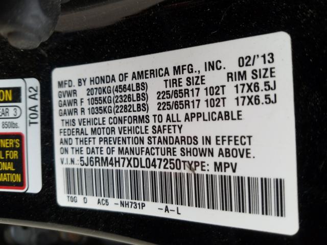 Photo 9 VIN: 5J6RM4H7XDL047250 - HONDA CR-V EXL 