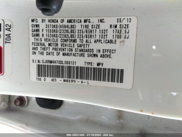 Photo 8 VIN: 5J6RM4H7XDL068101 - HONDA CR-V 