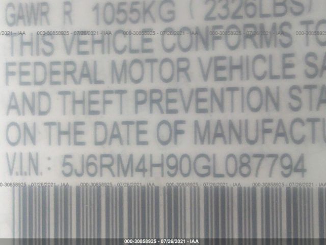 Photo 8 VIN: 5J6RM4H90GL087794 - HONDA CR-V 