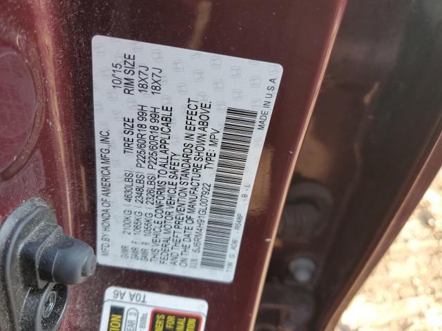 Photo 12 VIN: 5J6RM4H91GL007922 - HONDA CRV 