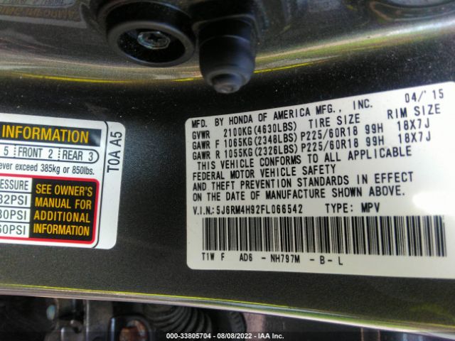 Photo 8 VIN: 5J6RM4H92FL066542 - HONDA CR-V 