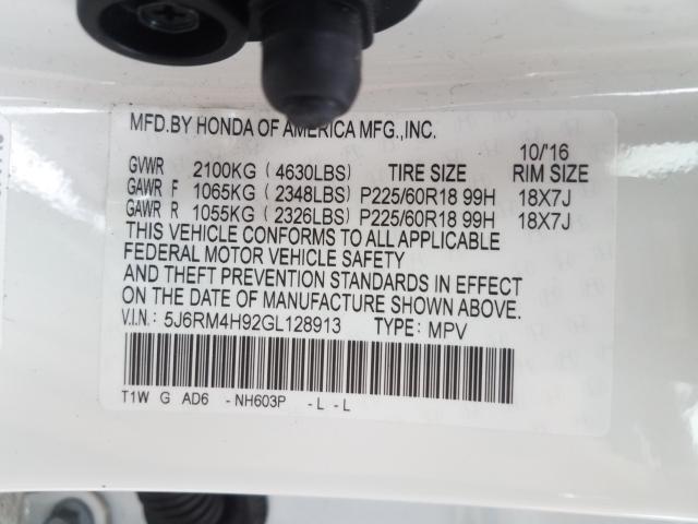 Photo 9 VIN: 5J6RM4H92GL128913 - HONDA CR-V TOURI 