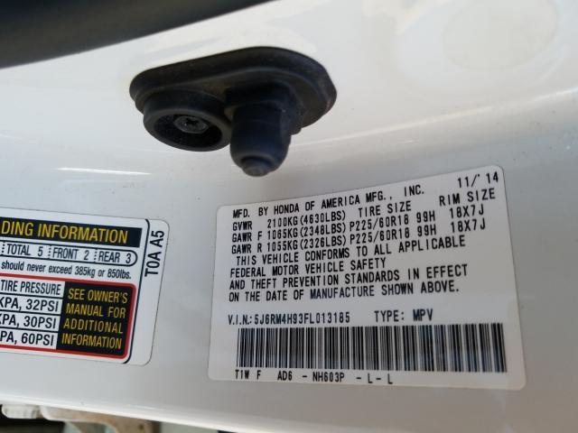 Photo 9 VIN: 5J6RM4H93FL013185 - HONDA CR-V TOURI 