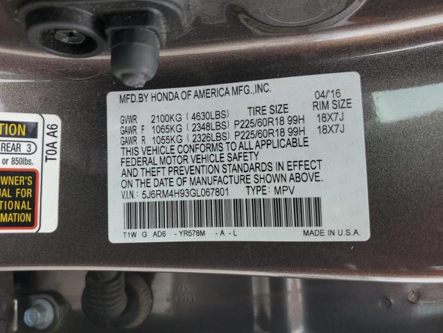 Photo 13 VIN: 5J6RM4H93GL067801 - HONDA CRV 