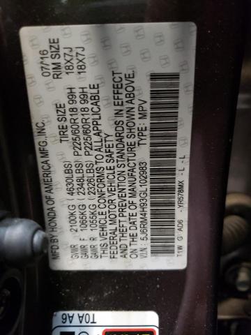 Photo 12 VIN: 5J6RM4H93GL102983 - HONDA CRV 