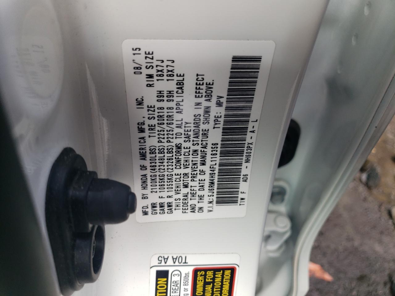 Photo 12 VIN: 5J6RM4H94FL116356 - HONDA CR-V 