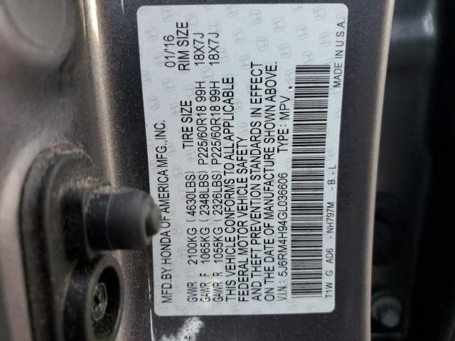 Photo 13 VIN: 5J6RM4H94GL036606 - HONDA CR-V TOURI 