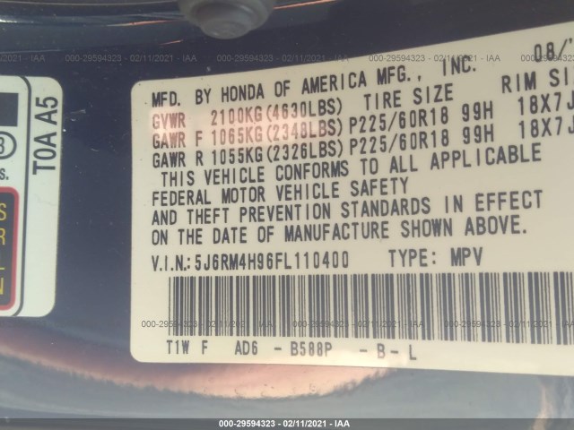 Photo 8 VIN: 5J6RM4H96FL110400 - HONDA CR-V 