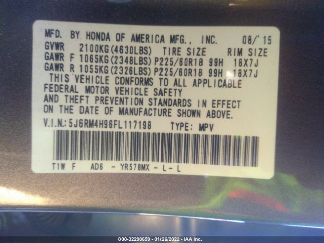 Photo 8 VIN: 5J6RM4H96FL117198 - HONDA CR-V 