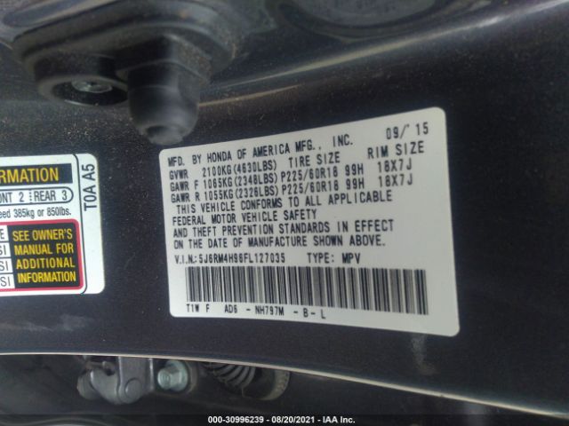 Photo 8 VIN: 5J6RM4H96FL127035 - HONDA CR-V 