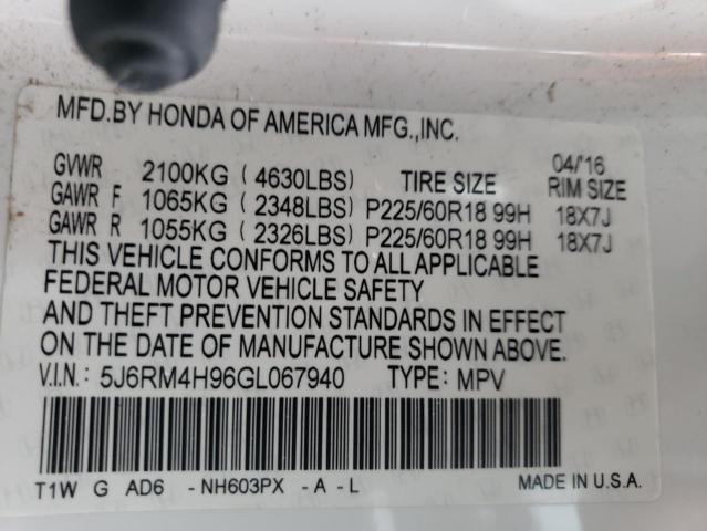 Photo 13 VIN: 5J6RM4H96GL067940 - HONDA CR-V TOURI 