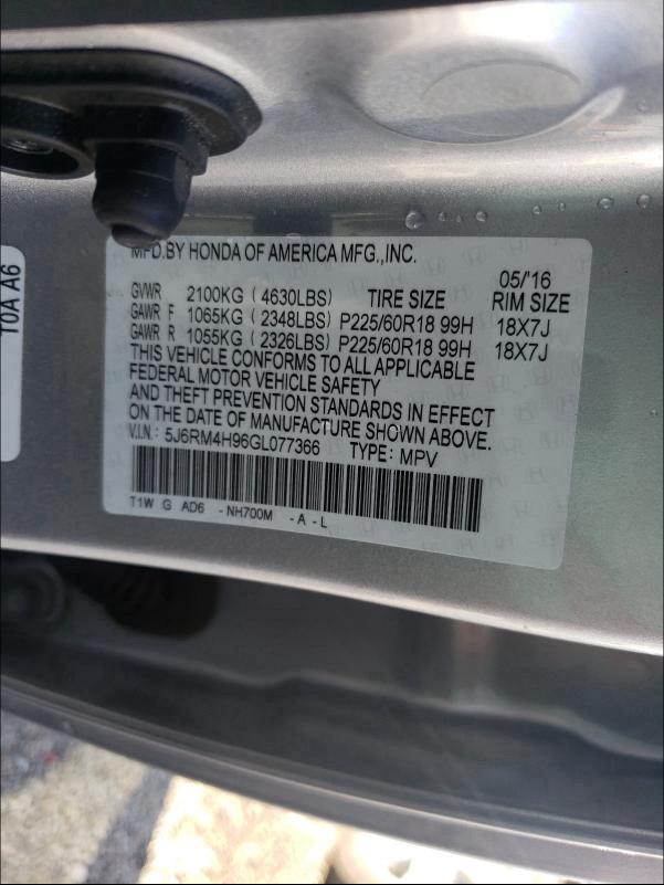 Photo 9 VIN: 5J6RM4H96GL077366 - HONDA CR-V TOURI 