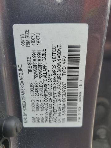 Photo 12 VIN: 5J6RM4H97GL079997 - HONDA CR-V TOURI 