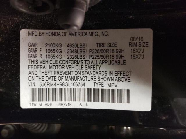 Photo 9 VIN: 5J6RM4H98GL106754 - HONDA CR-V TOURI 