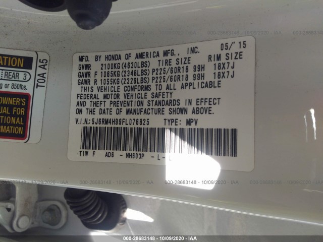 Photo 8 VIN: 5J6RM4H99FL076825 - HONDA CR-V 