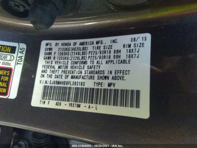 Photo 8 VIN: 5J6RM4H99FL090160 - HONDA CR-V 