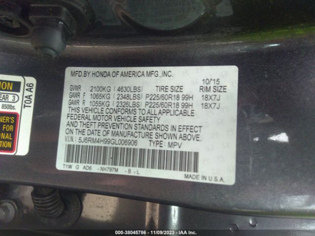 Photo 8 VIN: 5J6RM4H99GL006906 - HONDA CR-V 