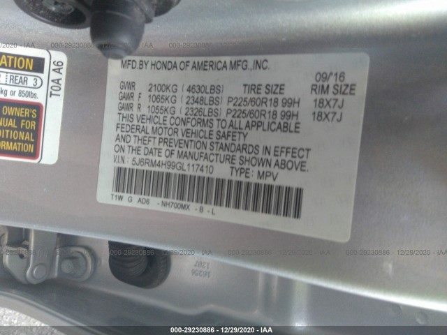 Photo 8 VIN: 5J6RM4H99GL117410 - HONDA CR-V 